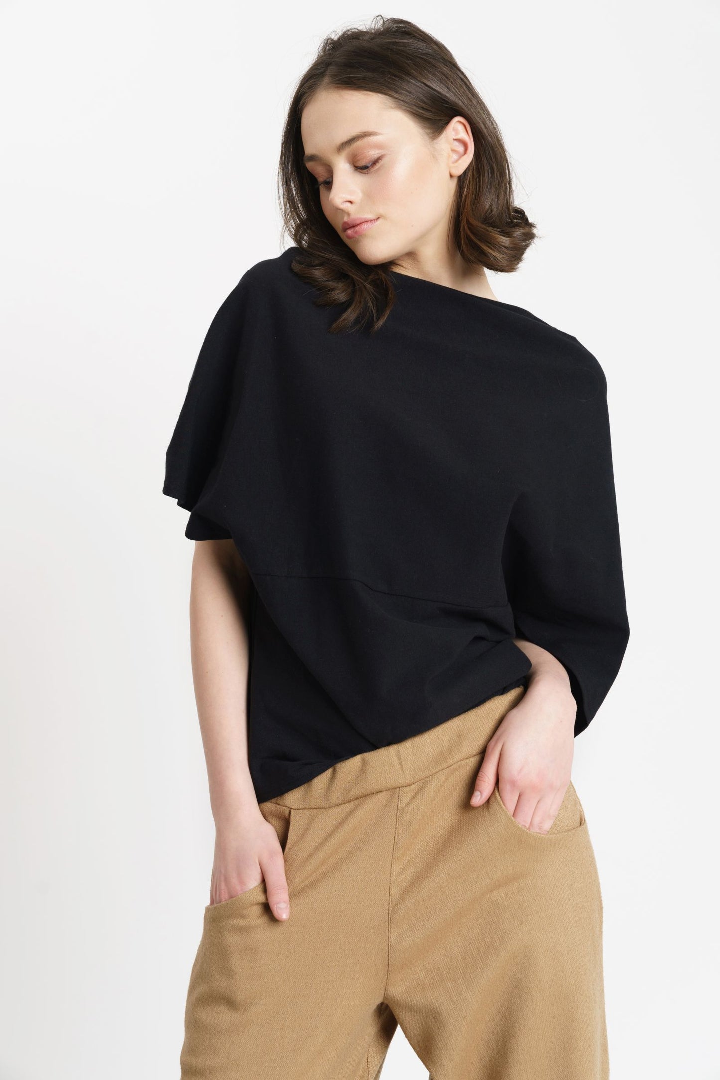 DRAPED BLOUSE | Tencel™ black