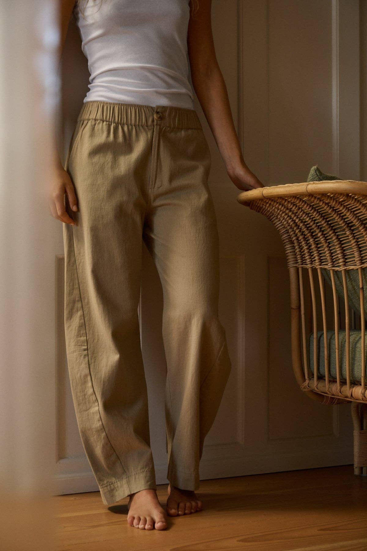 BARREL TROUSERS | cotton beige or night blue