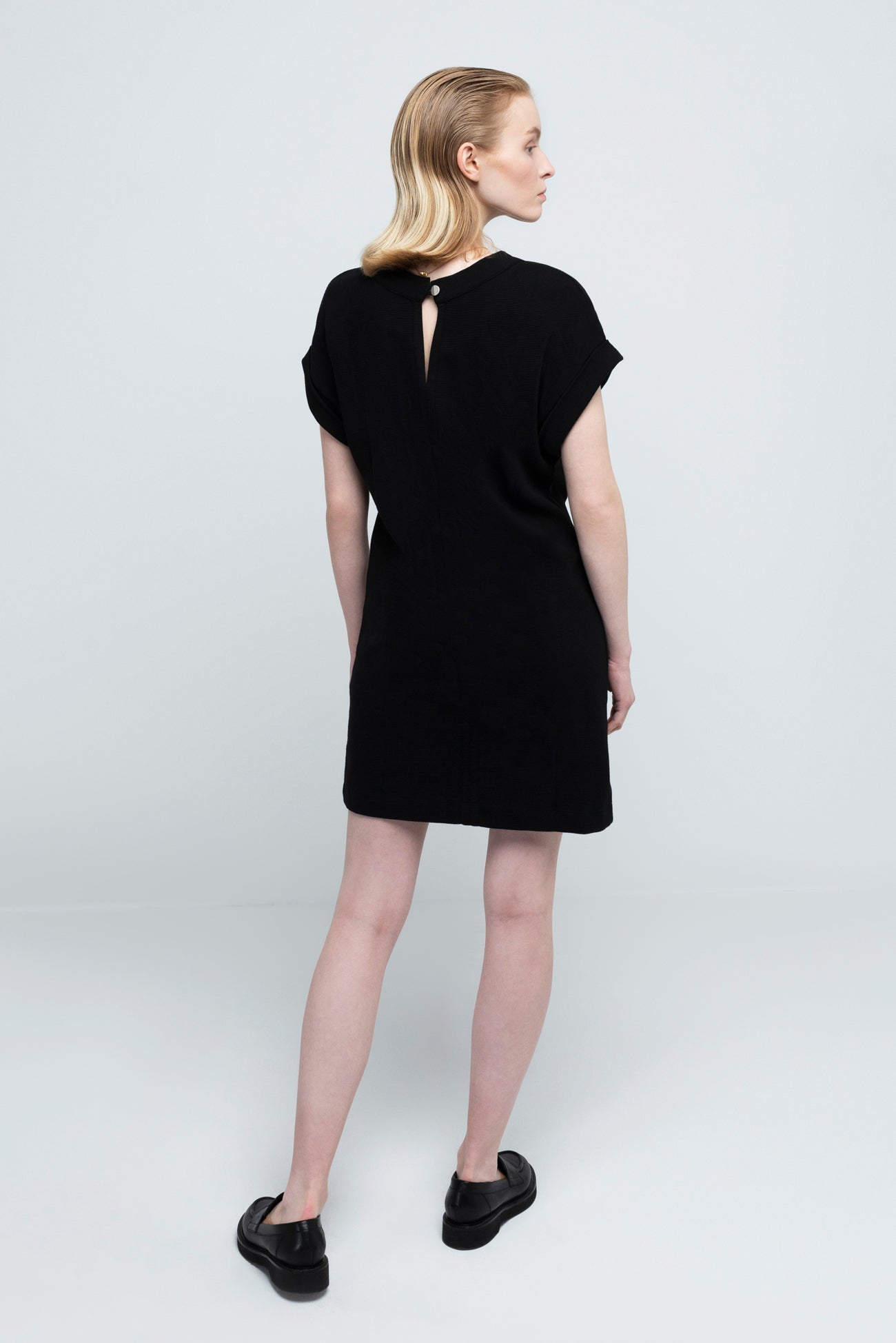 SHEATH DRESS | cotton rib black