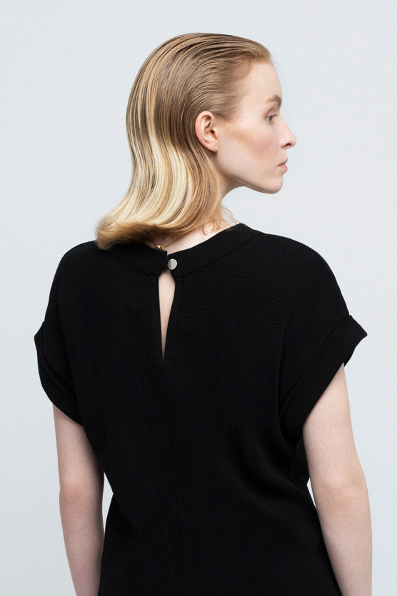 SHEATH DRESS | cotton rib black