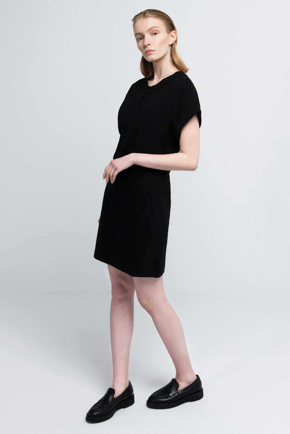 SHEATH DRESS | cotton rib black
