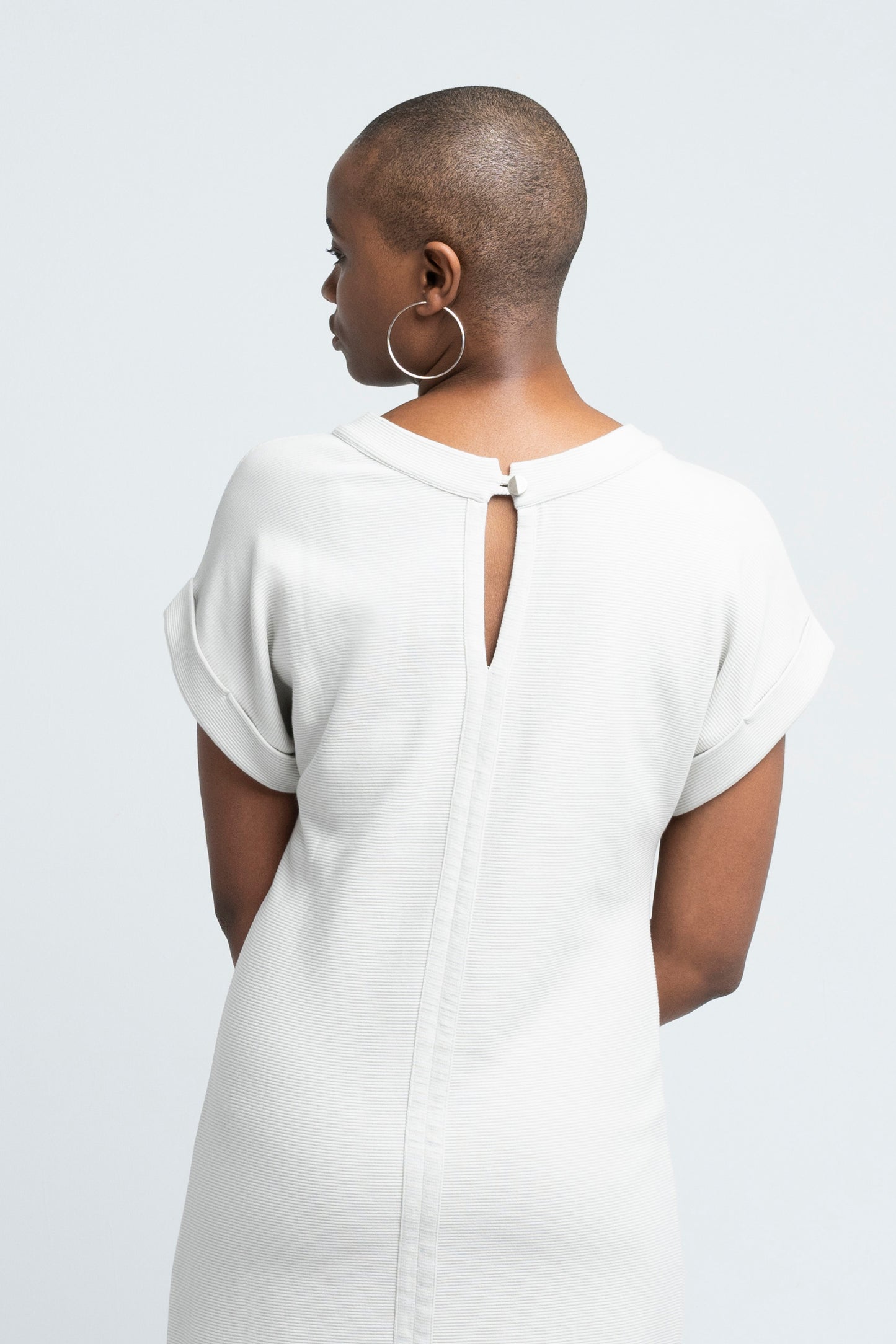 SHEATH DRESS | cotton rib pearl grey