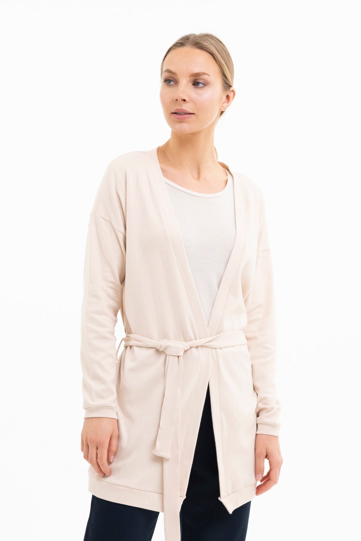 BELTED CARDIGAN | cotton-wool cream