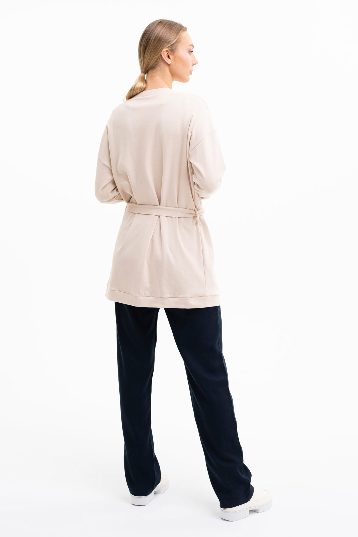 BELTED CARDIGAN | cotton-wool cream