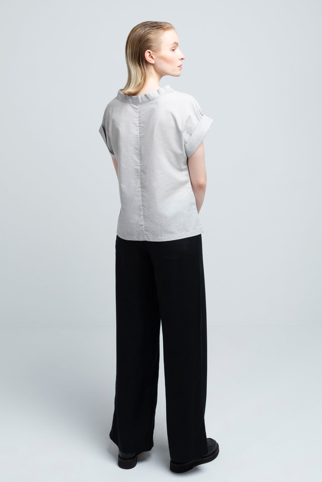 ROLL UP BLOUSE | organic cotton dusty grey