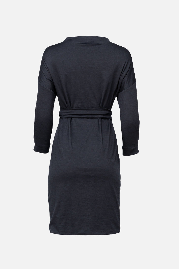 RIBBEN DRESS | Merino wool SeaCell black