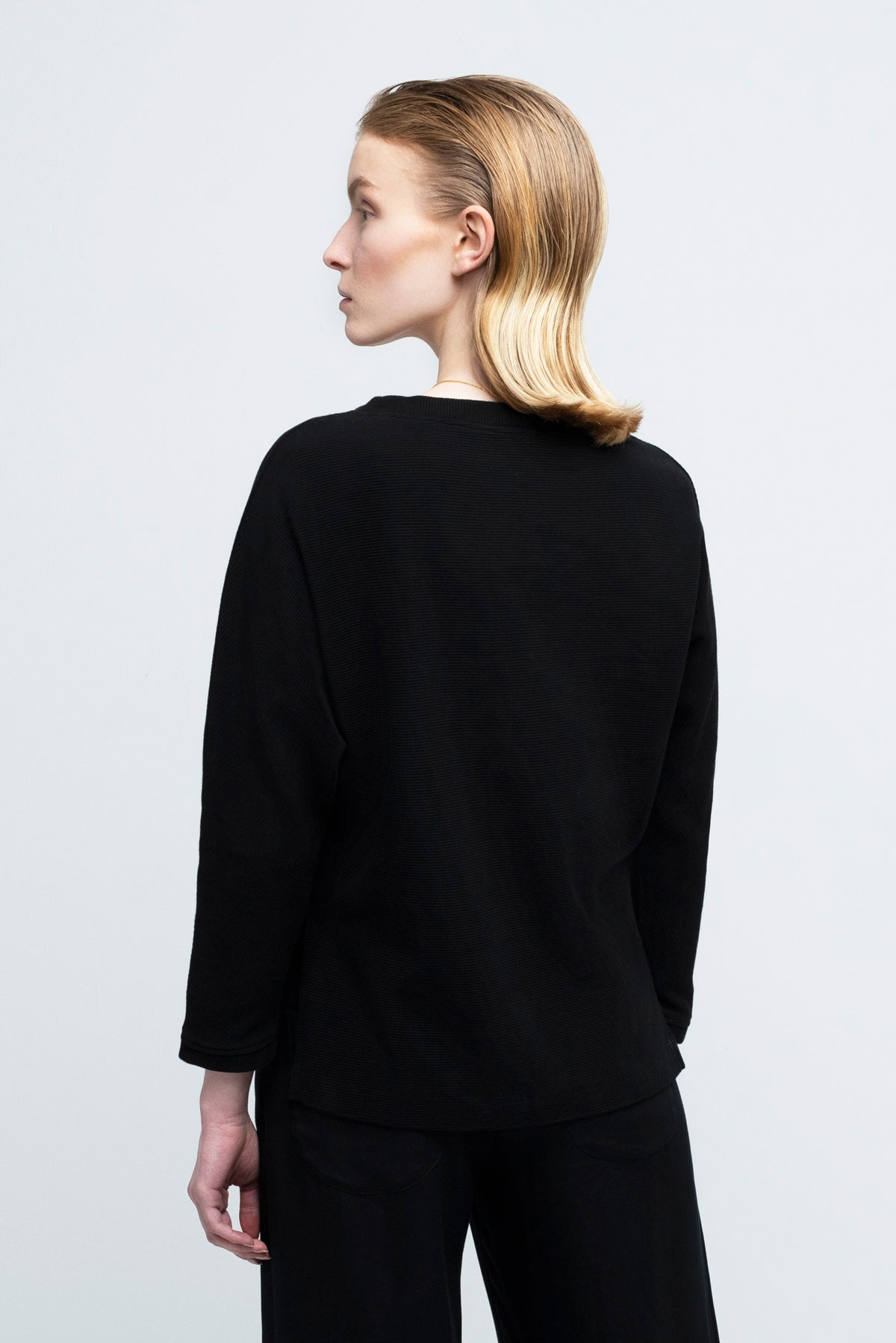 CROPPED SWEATER | cotton rib black
