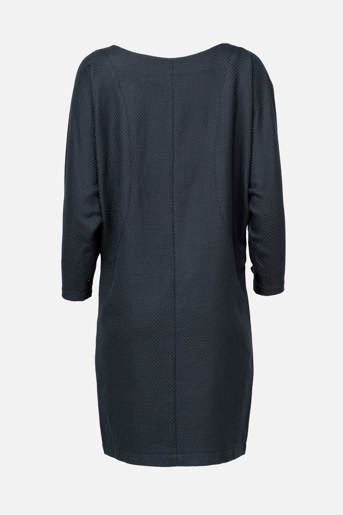 BATWING SLEEVE DRESS | cotton structure black