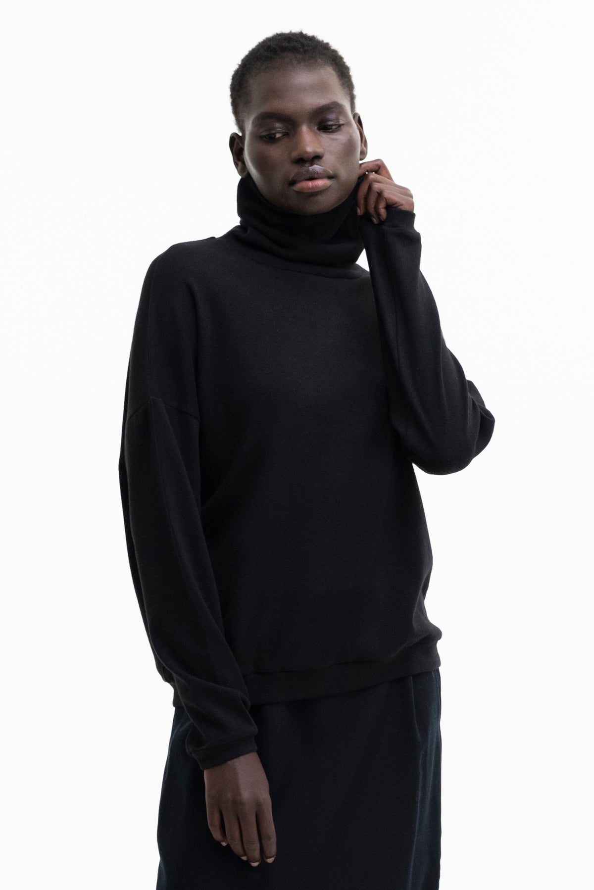 TURTLENECK JUMPER | cotton-wool black