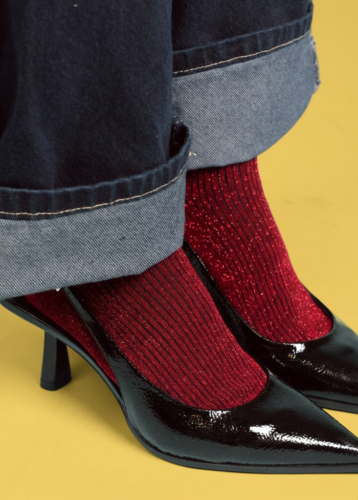 SPARKLING SOCKS | bamboo lyocell cherry red