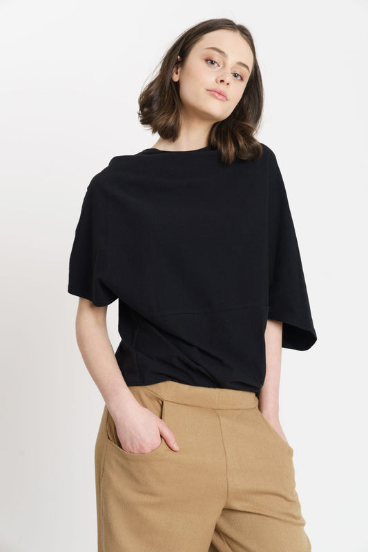 DRAPED BLOUSE | Tencel™ black