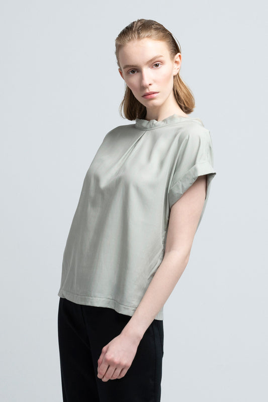 ROLL UP BLOUSE |  Tencel™ (Lyocell) pinstriped sage