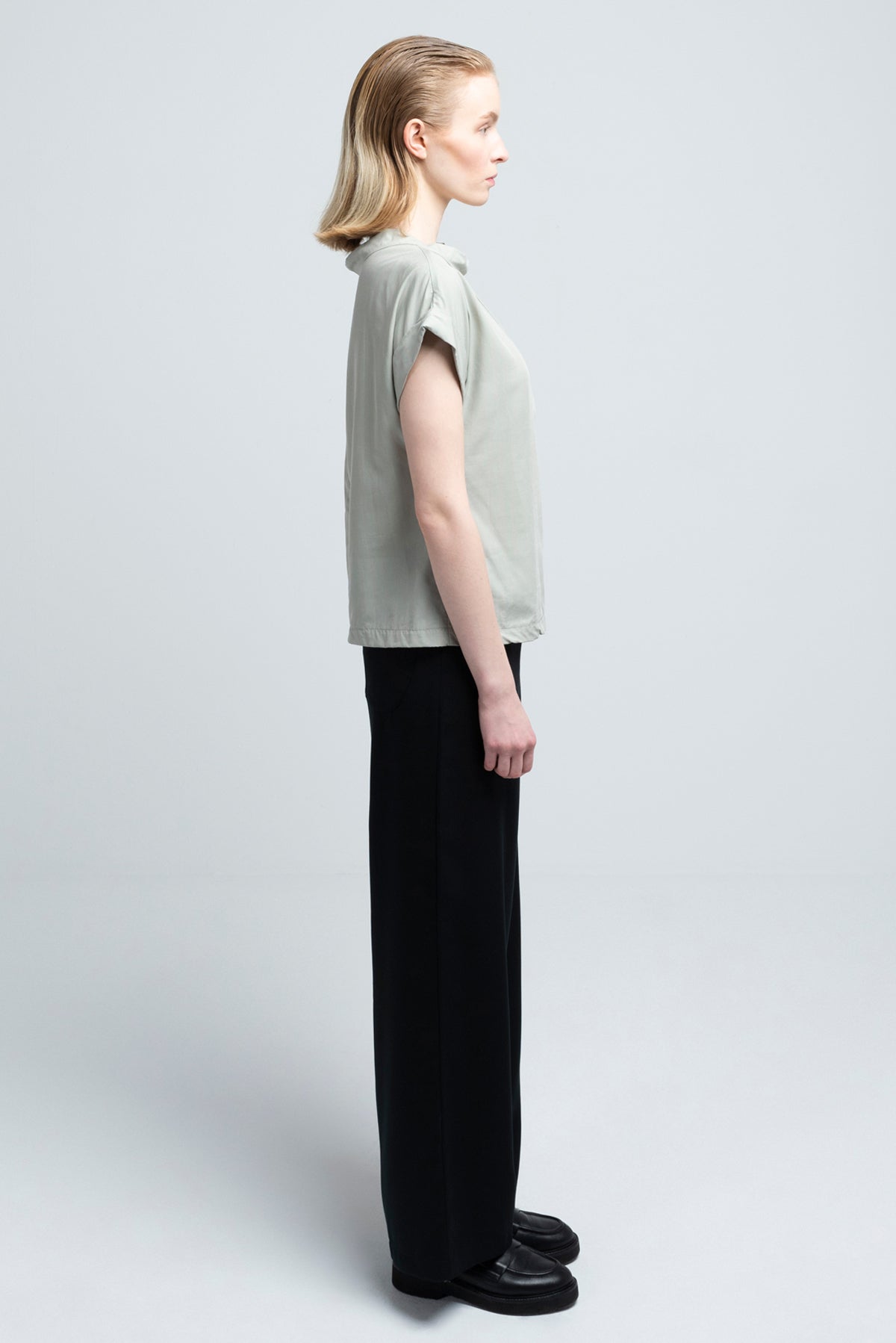 ROLL UP BLOUSE |  Tencel™ (Lyocell) pinstriped sage