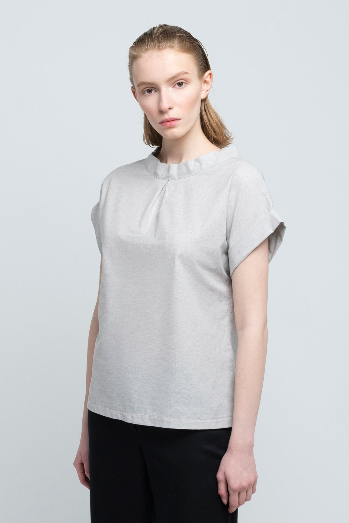 ROLL UP BLOUSE | organic cotton dusty grey