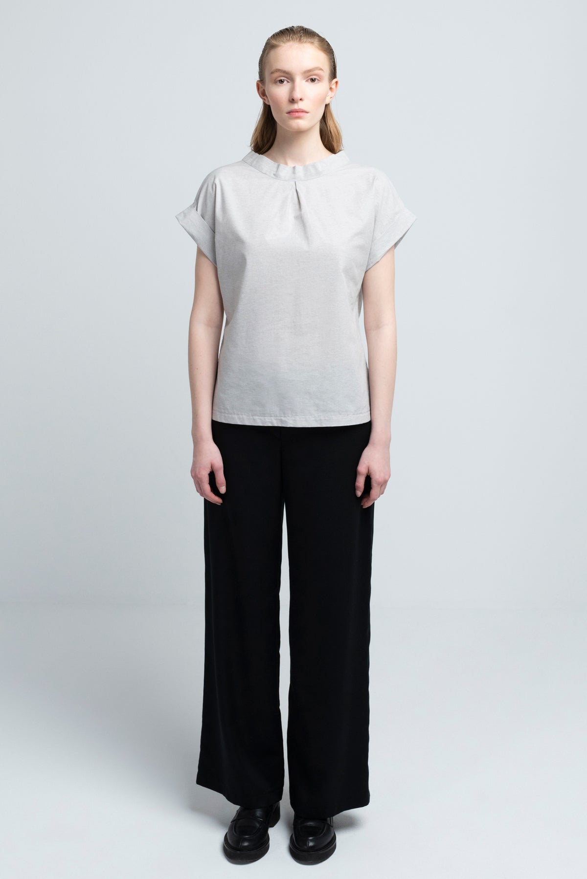 ROLL UP BLOUSE | organic cotton dusty grey