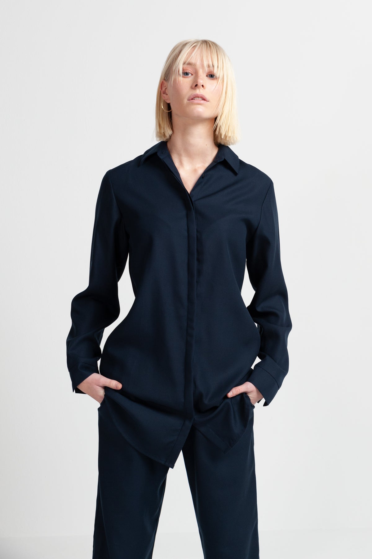 LONG BLOUSE | Tencel™ (Lyocell) midnight blue