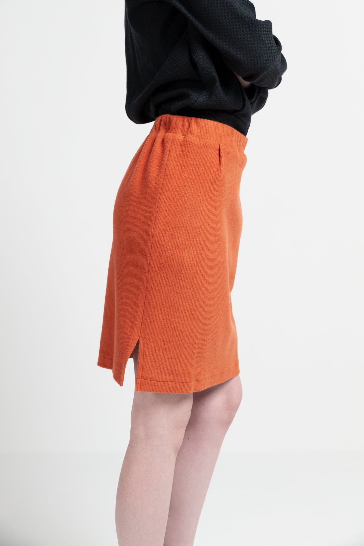 PENCIL SKIRT | cotton cord-sweat rust