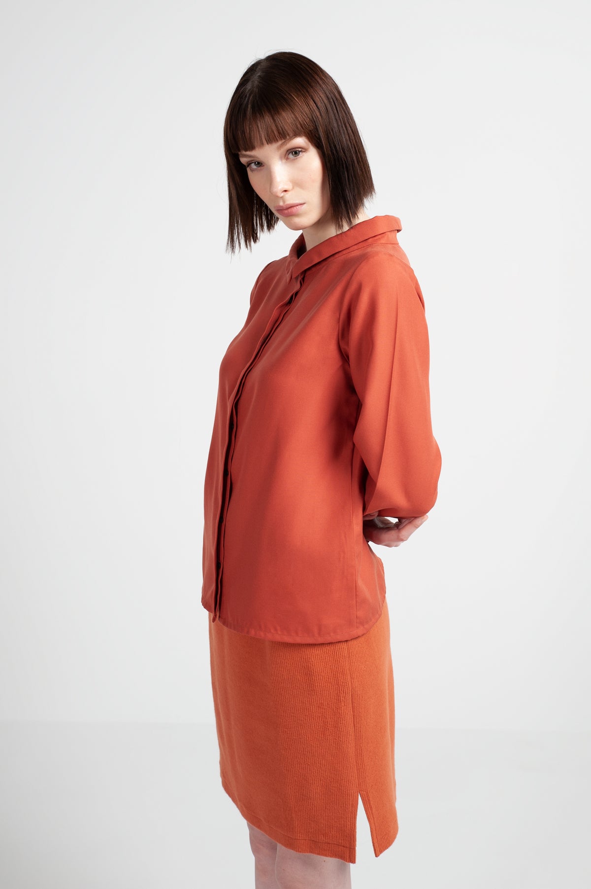 PENCIL SKIRT | cotton cord-sweat rust