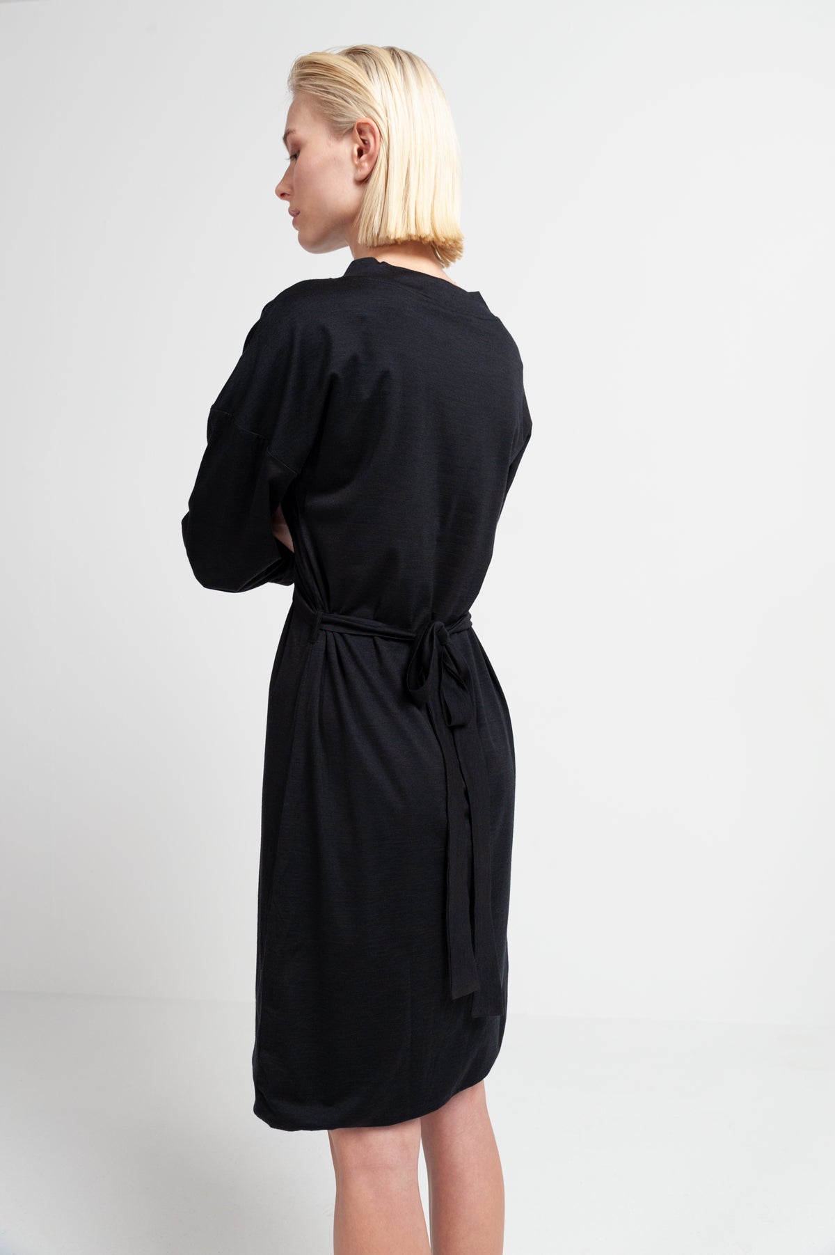 RIBBEN DRESS | Merino wool SeaCell  black