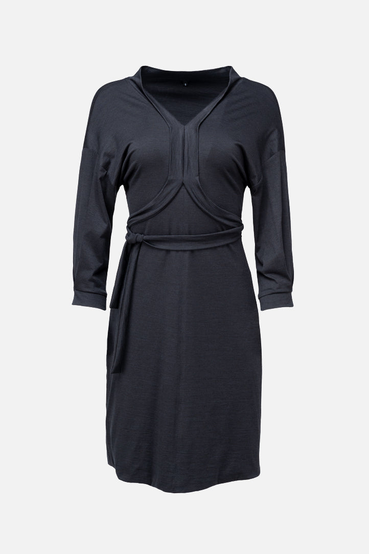 RIBBEN DRESS | Merino wool SeaCell  black