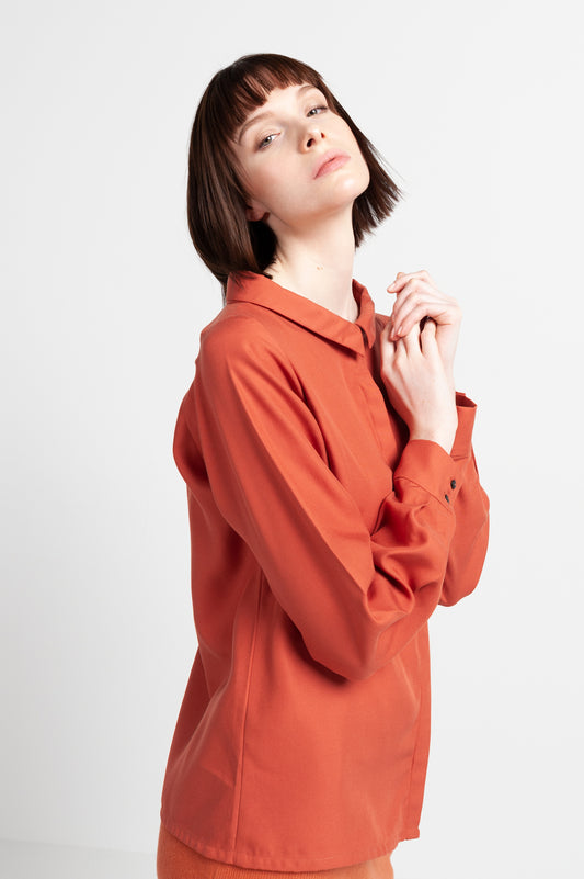 BLOUSE U-BOAT NECKLINE | tencel rust