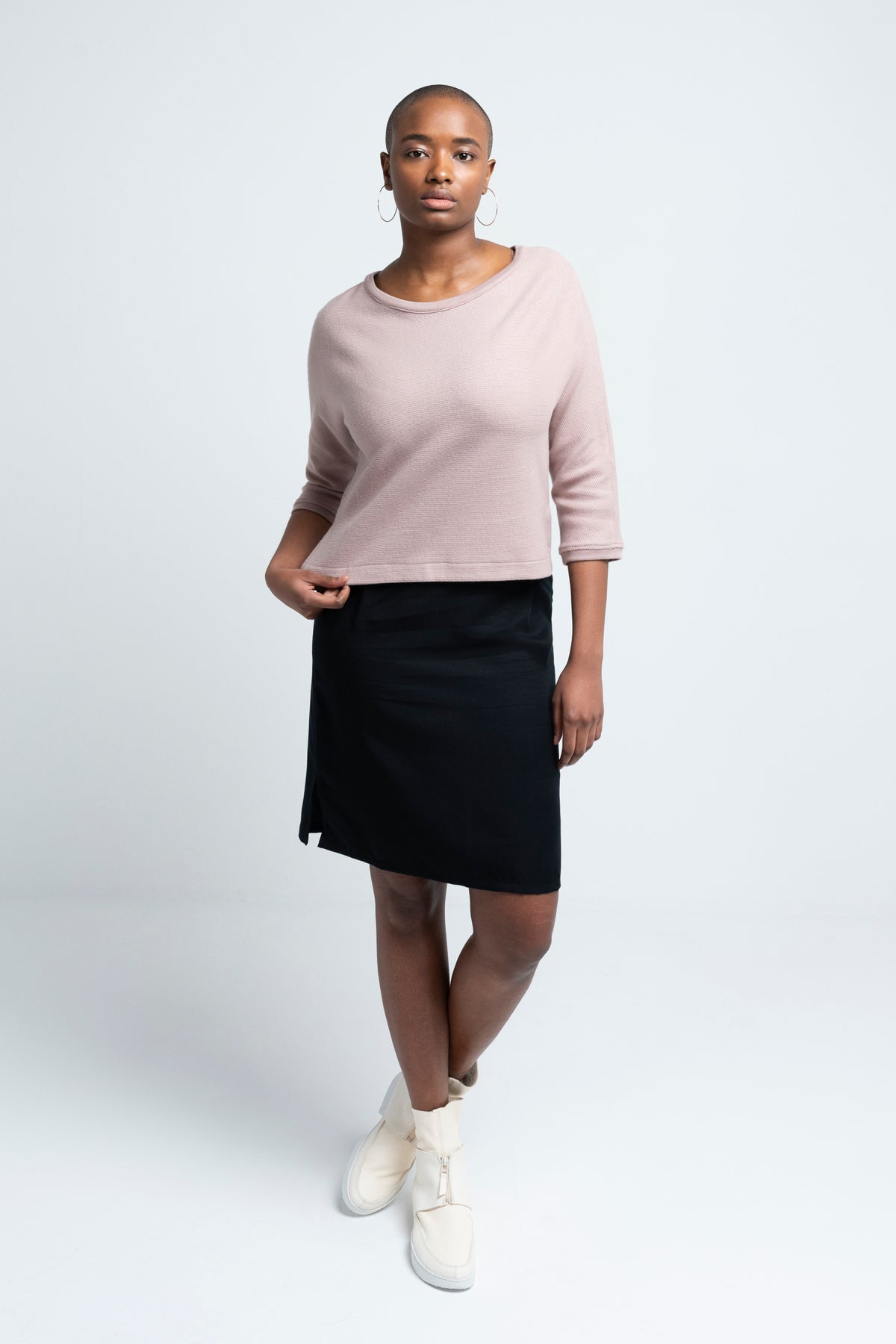 CROPPED SWEATER  | cotton cord sweat pastel rose