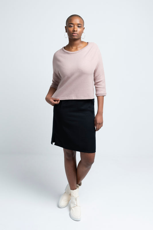 CROPPED SWEATER  | cotton cord sweat pastel rose