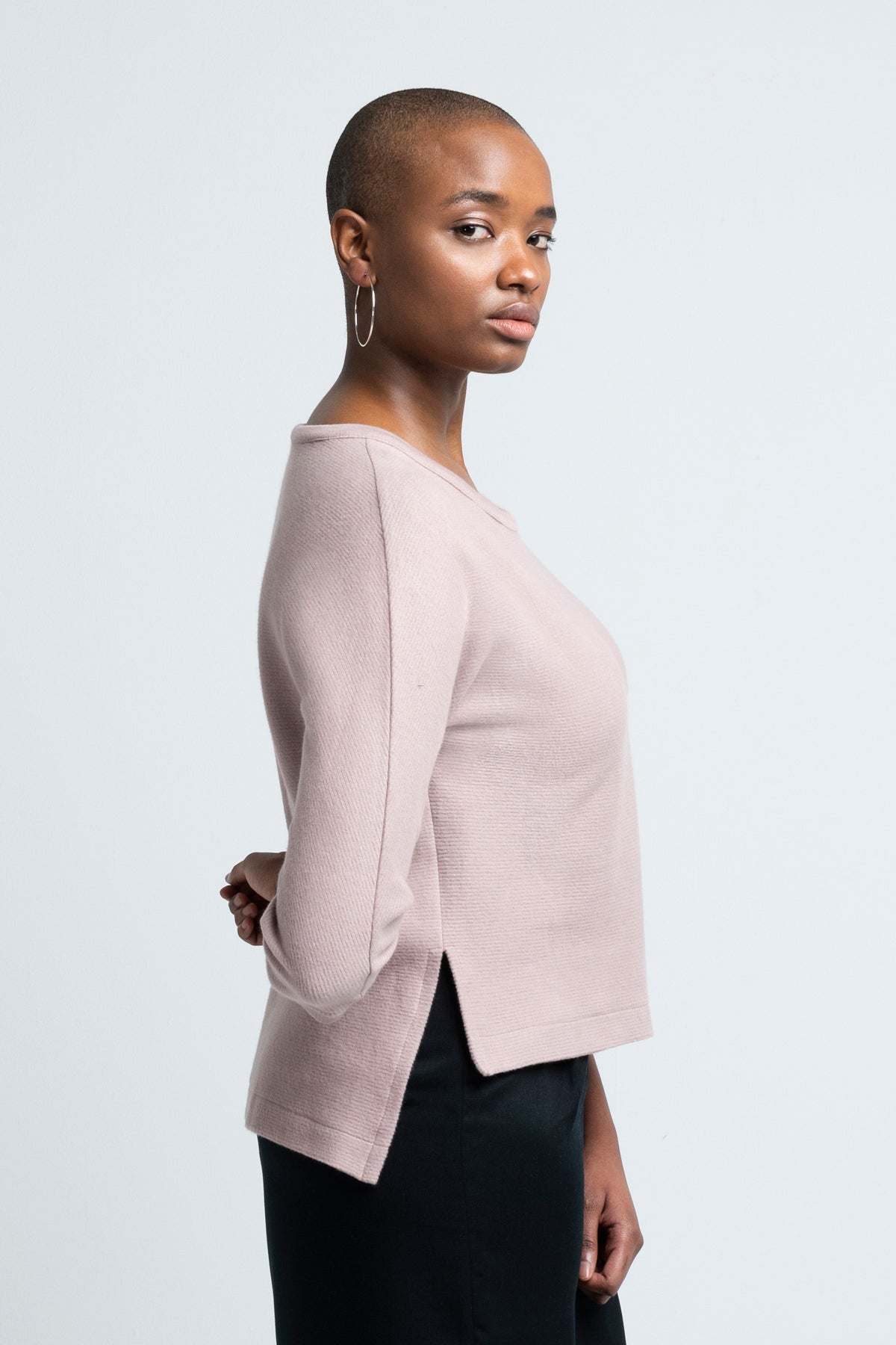 CROPPED SWEATER  | cotton cord sweat pastel rose