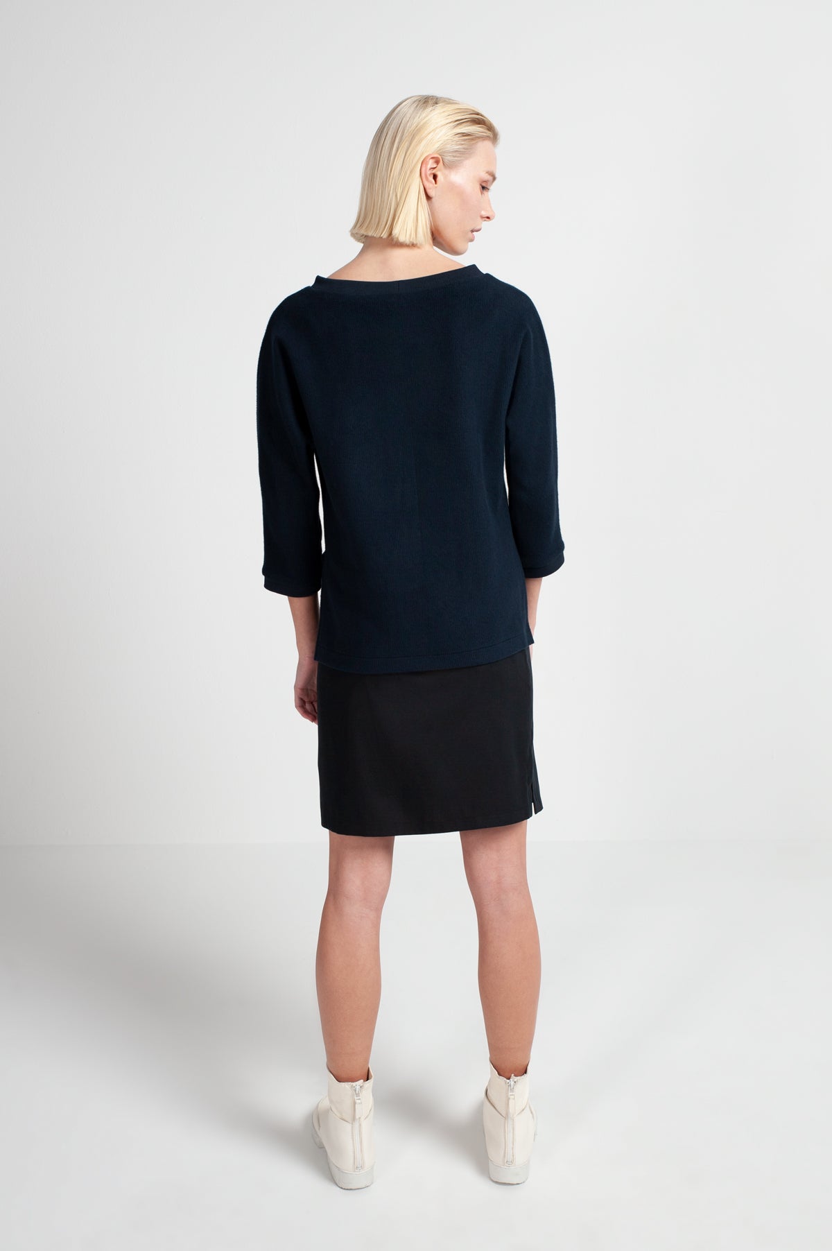 CROPPED SWEATER | cotton cord sweat midnight blue