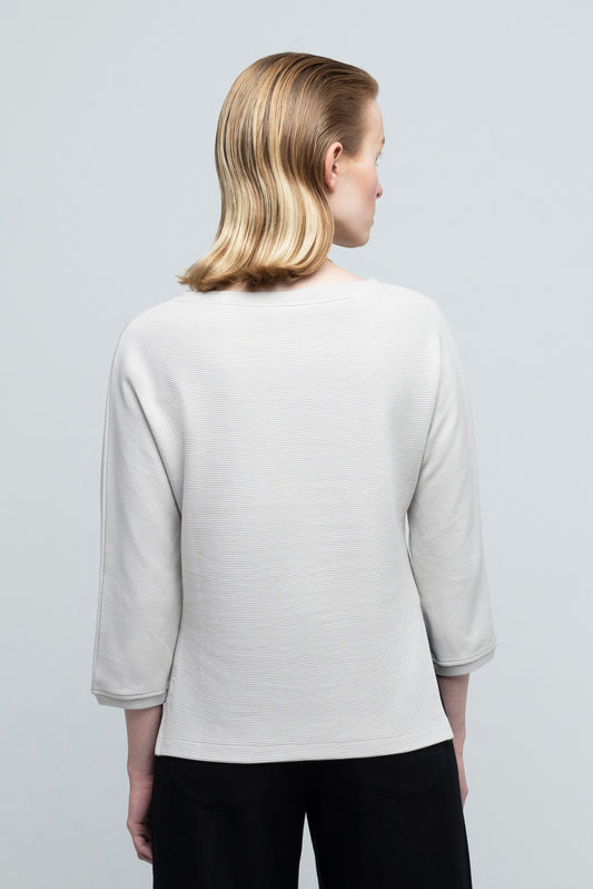 CROPPED SWEATER cotton rib pearl grey