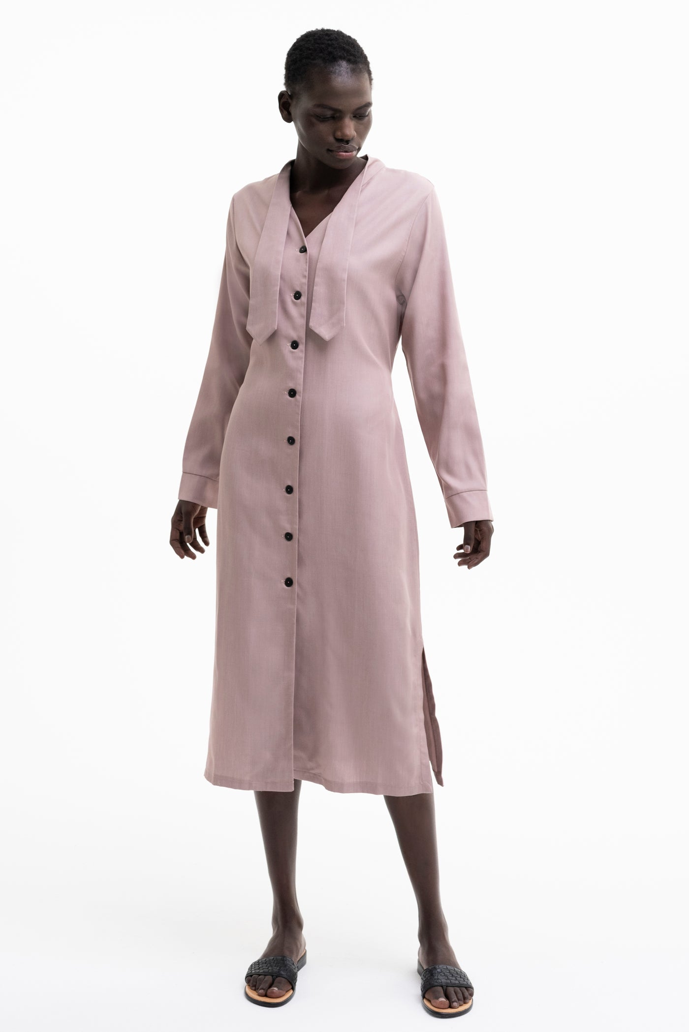 MAXI SHIRT DRESS tencel old rose