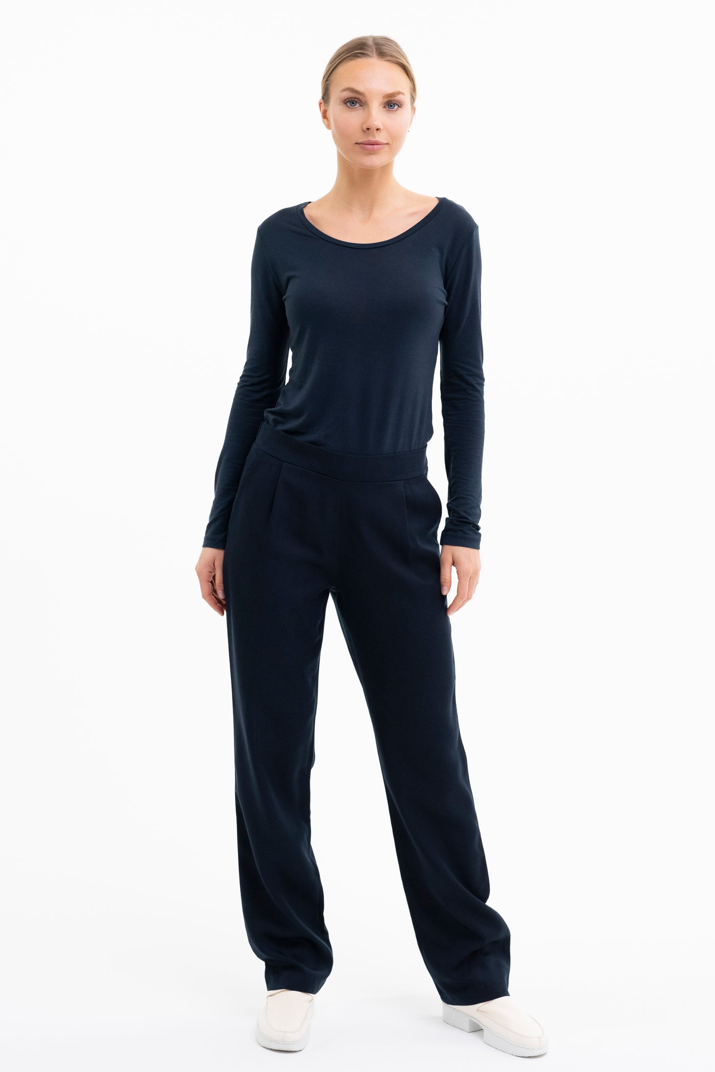 LONGSLEEVE FITTED |  Tencel™ (Lyocell) cream & navy