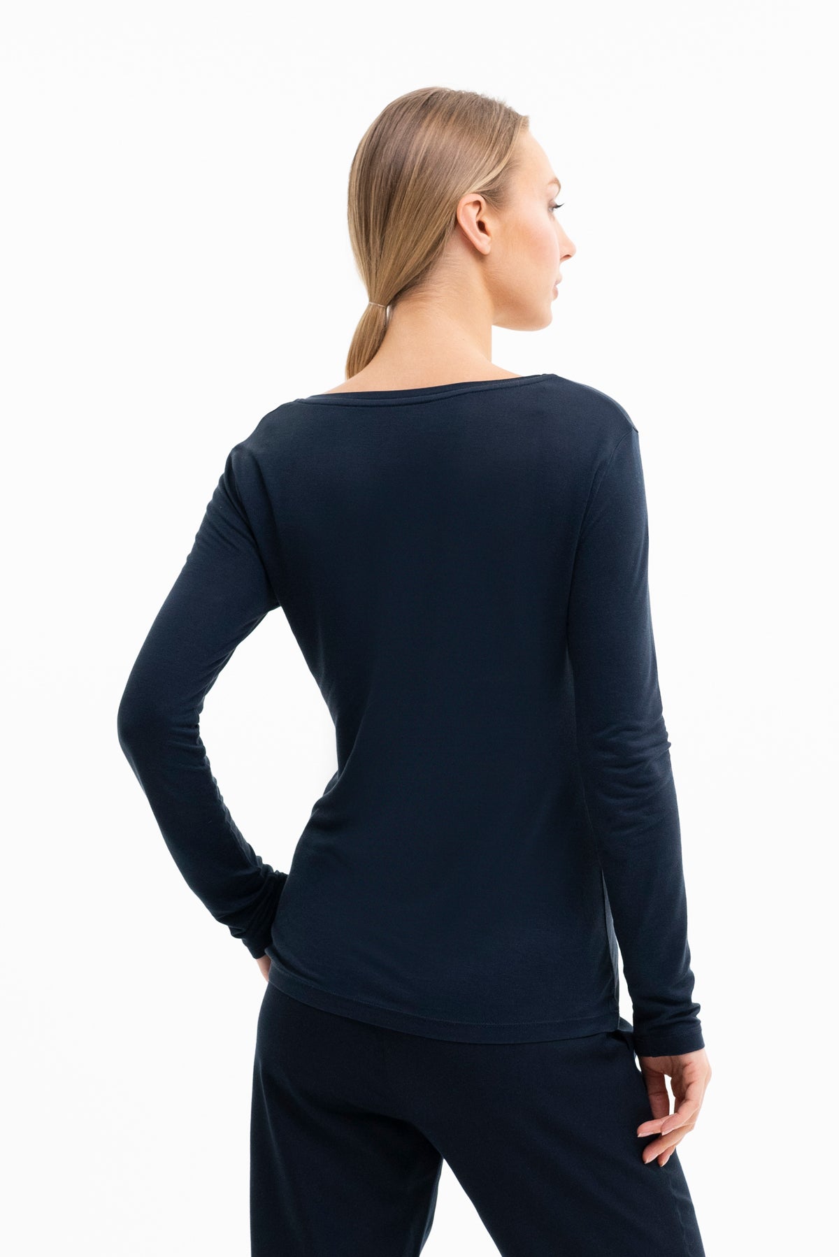 LONGSLEEVE FITTED |  Tencel™ (Lyocell) cream & navy