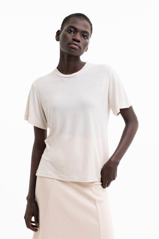 CREW NECK T-SHIRT | lyocell cream, black or white