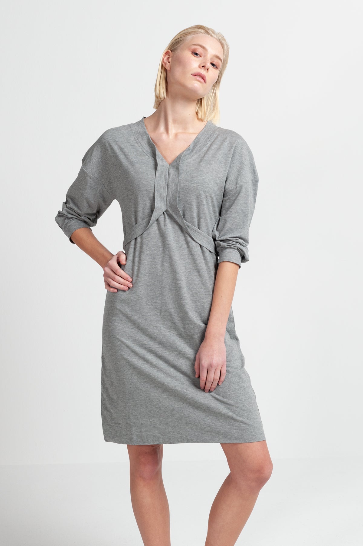 RIBBEN DRESS | cotton SeaCell dusty grey