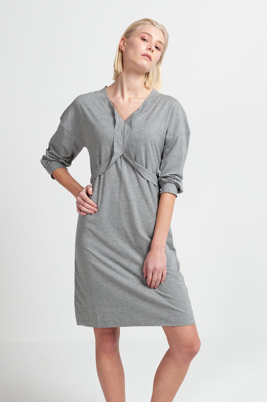RIBBEN DRESS | cotton SeaCell dusty grey