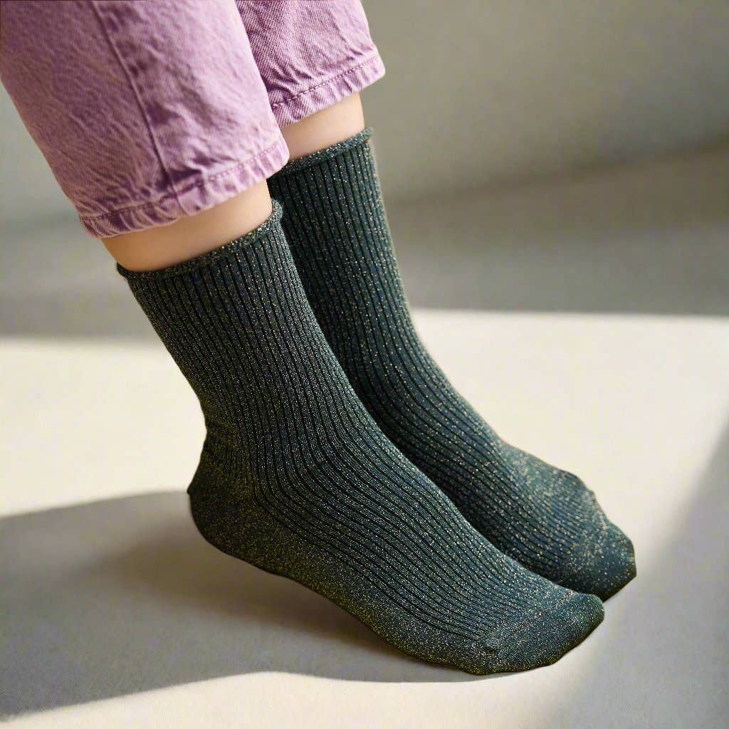 SPARKLING SOCKS |  bamboo lyocell moss green
