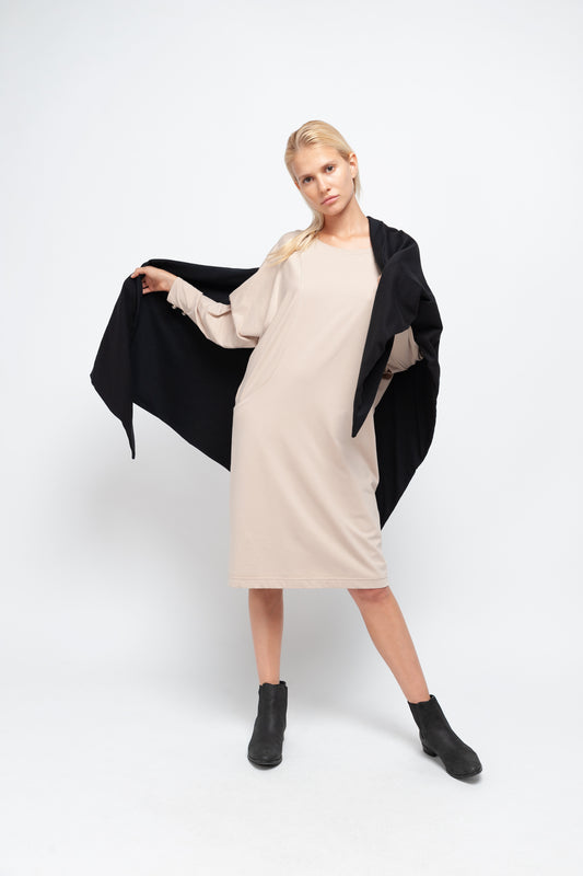 TRIANGLE SCARF & PONCHO | cotton black
